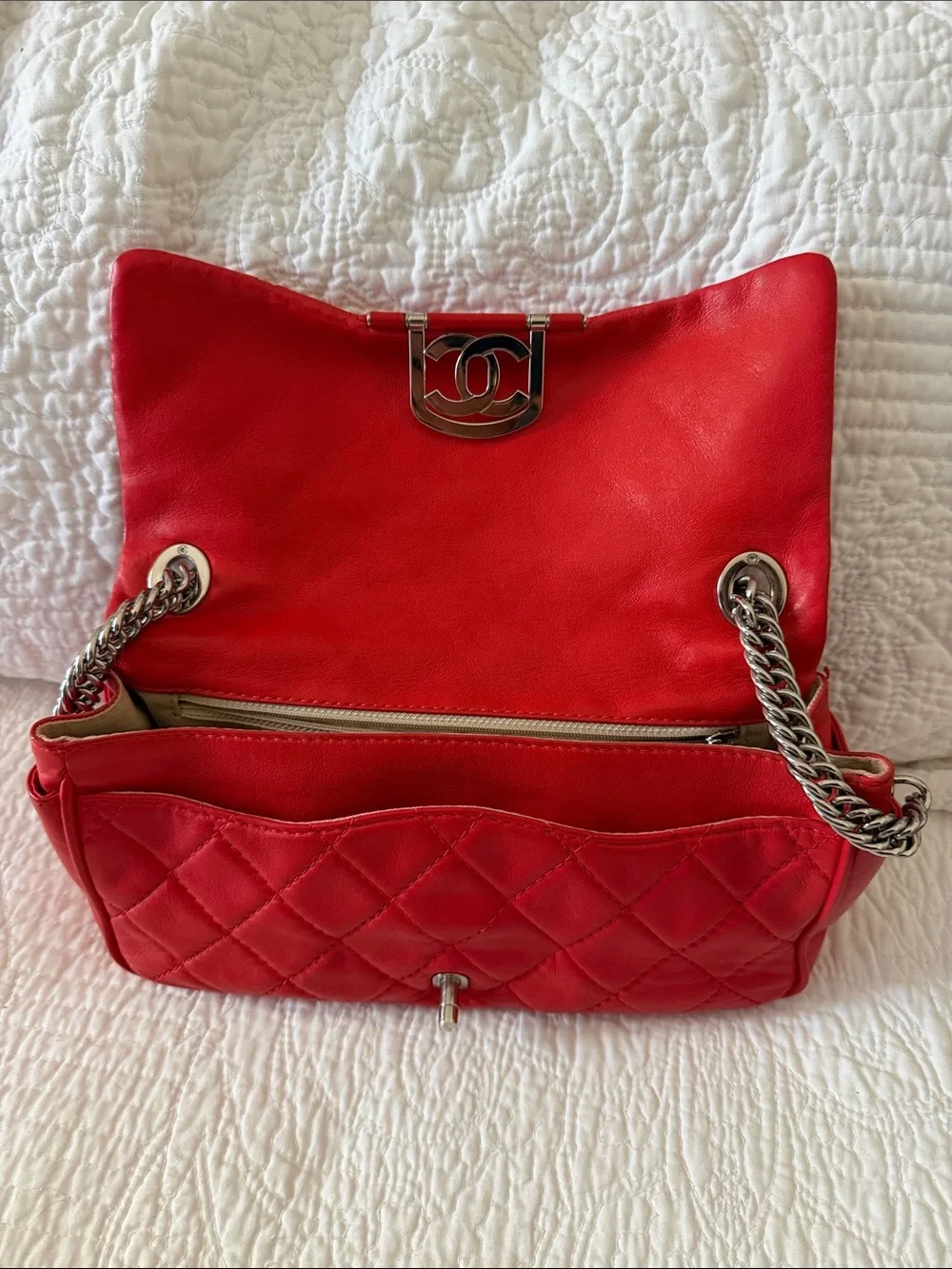 Chanel Quilted Red Chain-Handle Shoulder Bag